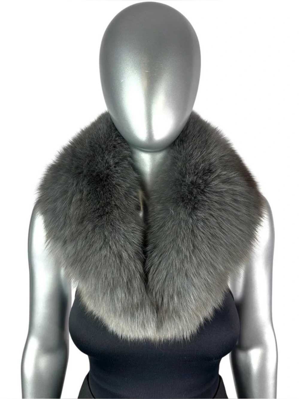 DARK GRAY FOX  Shawl Collar, 30” L, Certified Vintage Fur